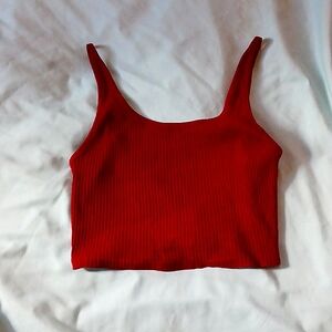 Red cropped tank top